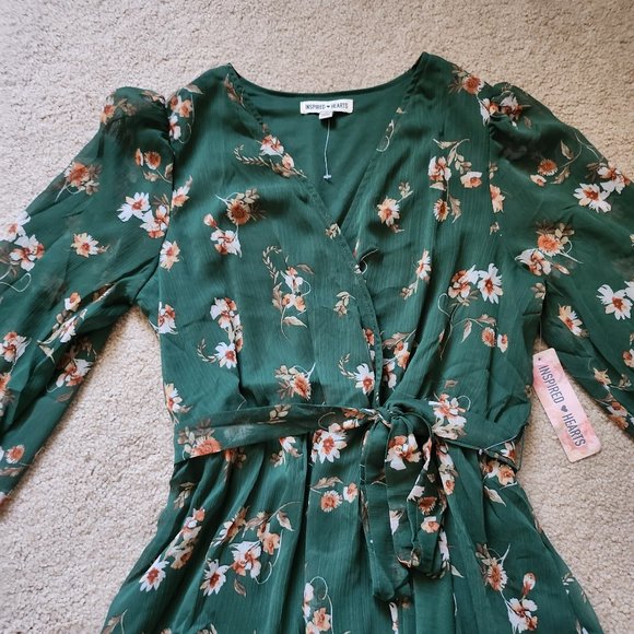 Inspired Hearts Green Floral Ruffle Dress - Picture 8 of 14
